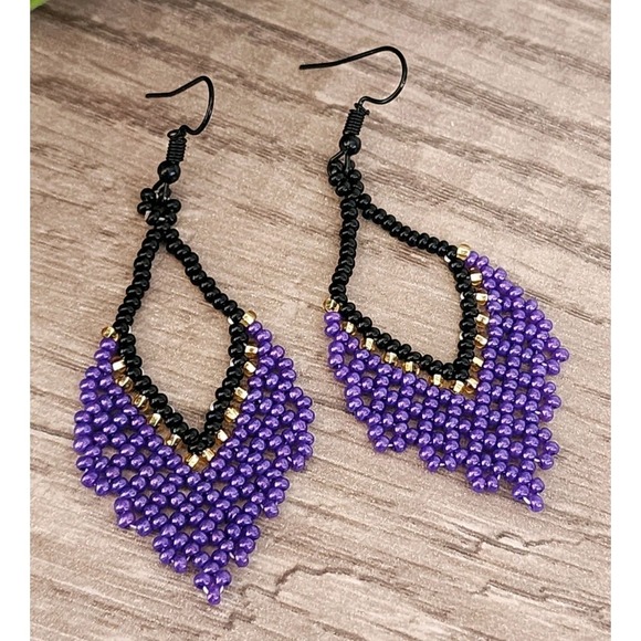 Dream Shop Jewelry - Boho  Dangle Earrings Purpple Bead Drop Festival Summer Style
